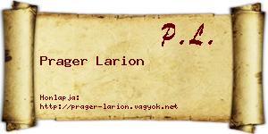 Prager Larion névjegykártya